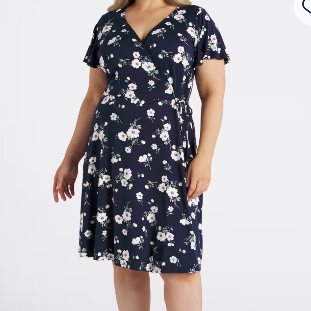 Fortune + Ivy Roxanne Floral Faux Wrap Dress